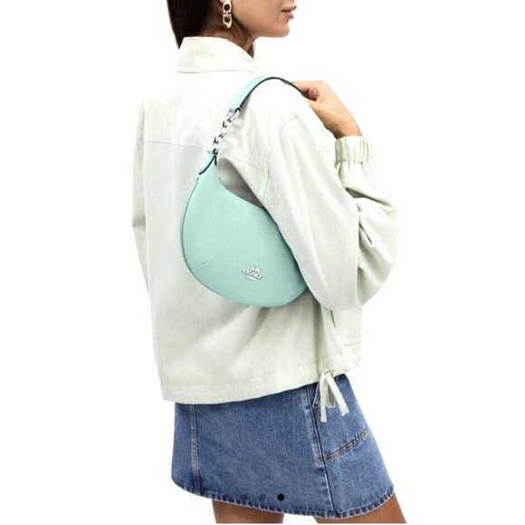 New Coach CE619 Payton Hobo Shoulder bag Pebble Leather Faded Blue - Picture 4 of 4